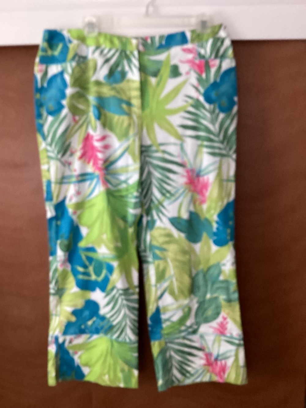 Bandolino Capri Pants Women’s 14 Cotton Spandex Floral Print Zip Fly